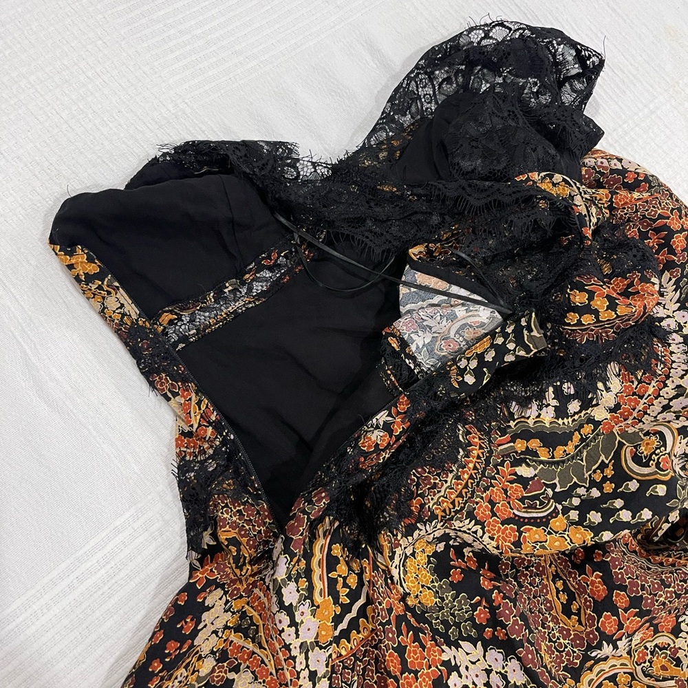 Urban Outfitters Black Paisley Lace-Trim Mini Dress - Picture 5 of 5